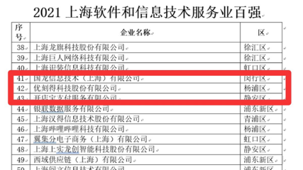 UCloud優(yōu)刻得榮登“2021上海軟件和信息技術(shù)服務(wù)業(yè)百強”榜單